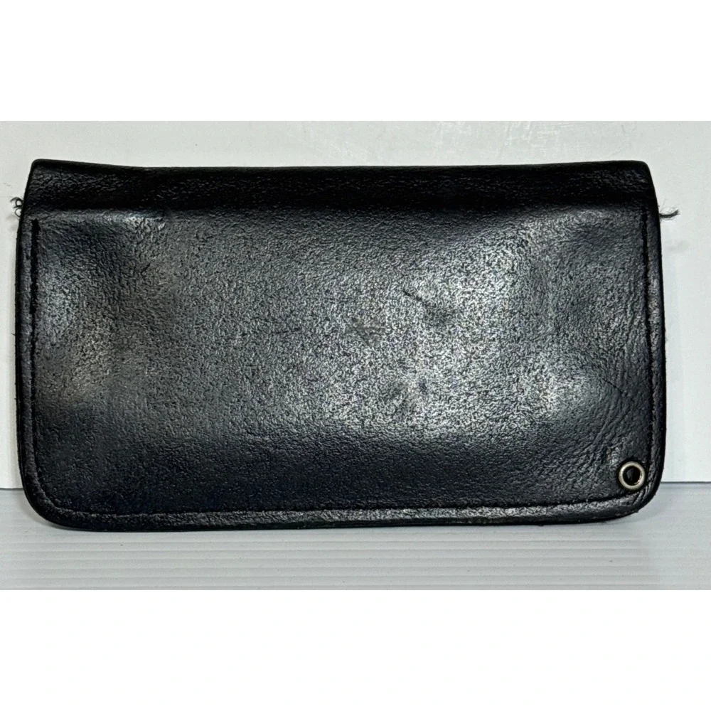 Vintage Horse Head Biker Wallet Black Split Leather Snap Closure Made in USA